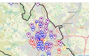 Map of Sheffield Foodbanks