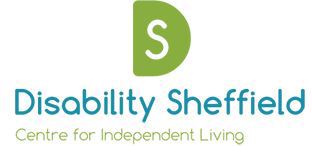 A large capital D coloured in green with a white S in the centre.  Underneath is text that says Disability Sheffield centre for independent living